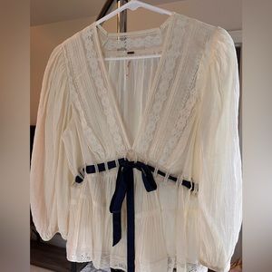 Free People Bohemian Off White Blouse
